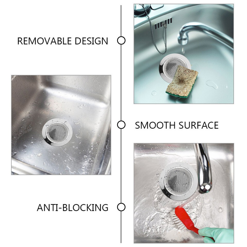 2 Sets Anticlogging Sink Drain Strainer Stainless Steel Sink Filter