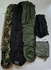 US Military 5 Piece MSS Modular Sleep System-Stuff Sacks Woodland Bivy VGC EUC