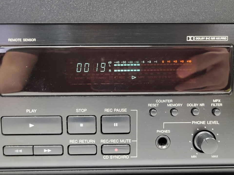 Cubierta de casete estéreo HiFi Denon DRM-550 de colección de los años 90 con montaje en rack Foto 3 de 4