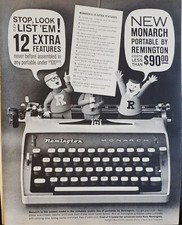 Remington Monarch Typewriter Print Ad 1961 Vintage Ephemera Wall Art Decor thumbnail