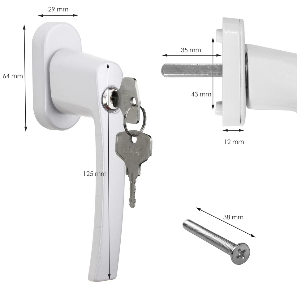 Fenstergriff abschließbar Knopf Fensterbeschläge gleichschließend Fensterschloss - Bild 4 von 4