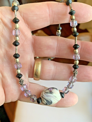 Rzadki vintage Navajo Indyjska lawenda agat wisiorek naszyjnik około 1970 roku - Zdjęcie 7 z 9