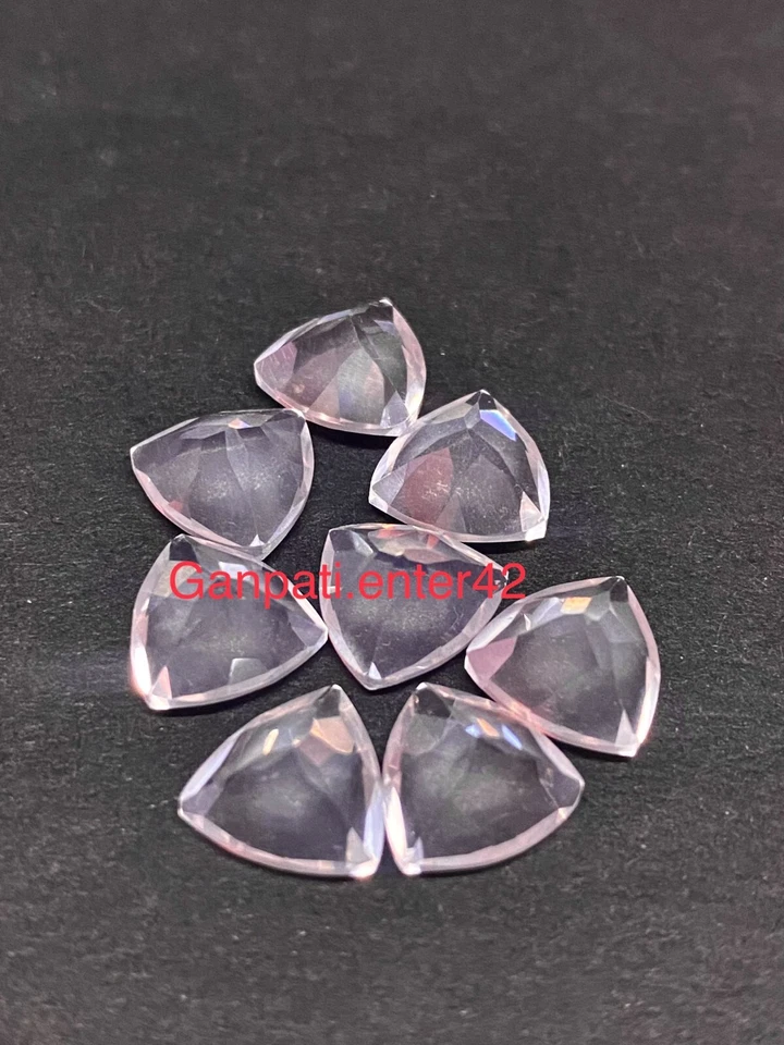 Cuarzo rosa natural facetado trillón corte 9x9 mm tamaño calibrado piedra preciosa suelta E Foto 3 de 4