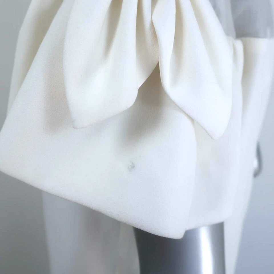 Alexis Top Manga Lazo Blanco Organza y Crepé Talla Pequeña NUEVO Foto 3 de 4