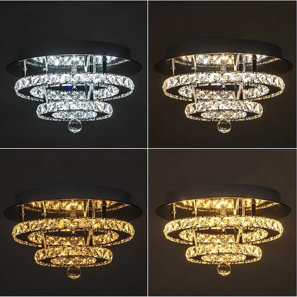 36W Modern Luxury Crystal LED Ceiling Light Flush Mount Chandelier ...
