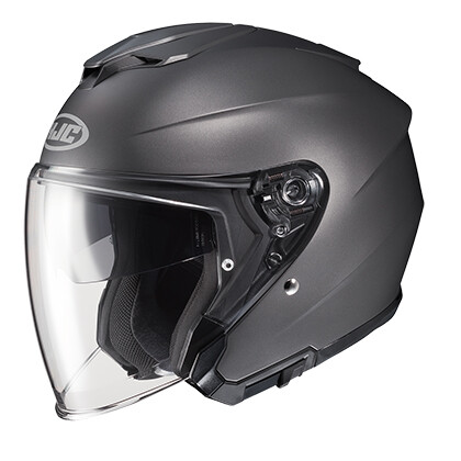 HJC i30 Motorcycle Helmet Matte Titanium LG Large Open Face Sun Shield I-30 - Picture 2 of 4