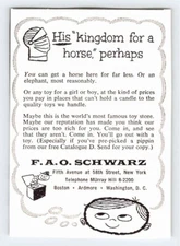 1956 F.A.O. SCHWARZ TOY STORE NYC Vtg 1950's 3" X 4" Magazine Ad Clipping M316