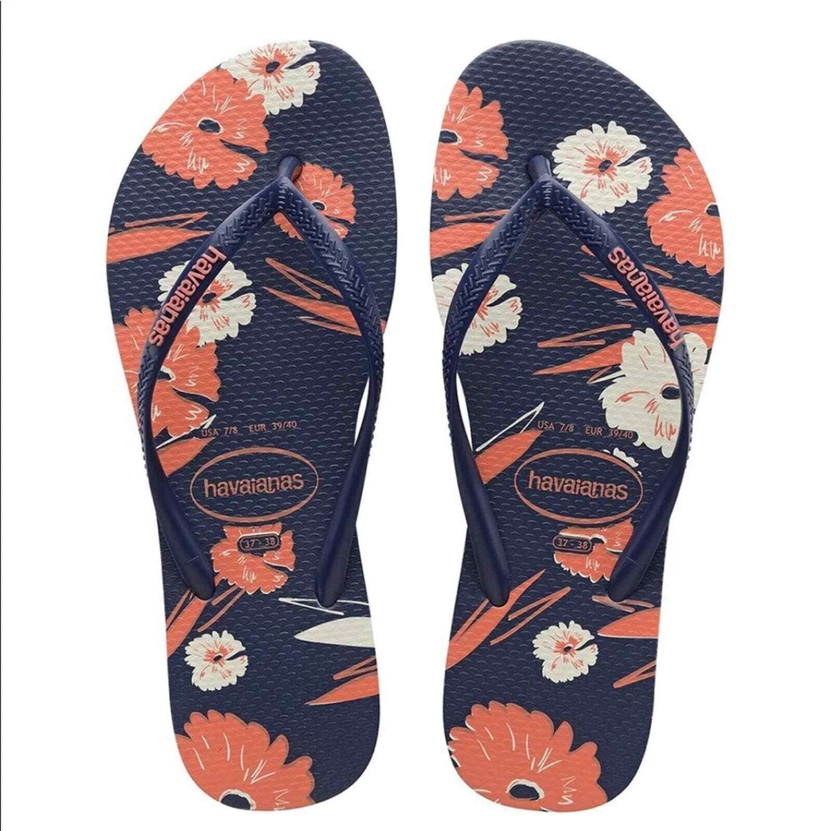 NWT Havaianas Toddler Slim Floral Print Flip Flops Sandal Size