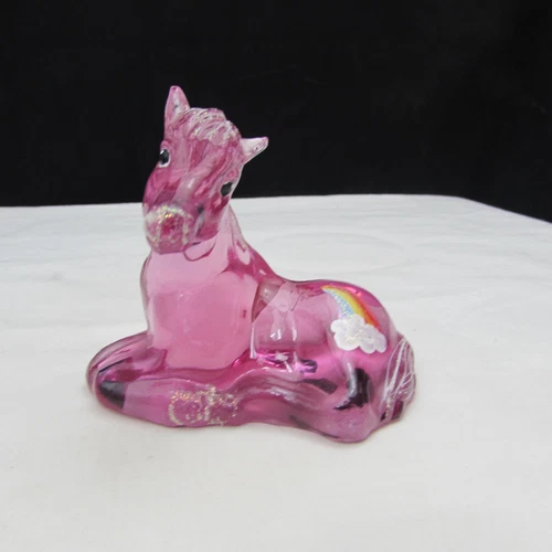 Fenton Madras Pink Rainbow and Cloud Hand Painted Foal Horse 2007 W31