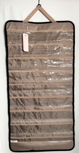 NEW LARGE BAGSMART DOUBLE SIDED Hanging Jewelry Organizer W/ Metal Hanging Hook