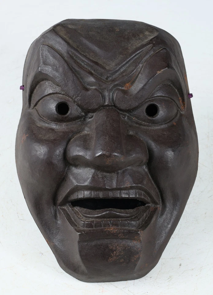 Beautiful Old Vintage Japanese Bronze Buddhism Nio MASK 仁王 with a wooden box - Image 2 of 4