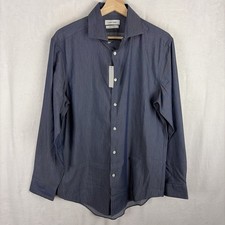 Calvin Klein Button Up Dress Shirt Slim Fit Stretch 15 1/2 Dusk Blue 32/33 NWT