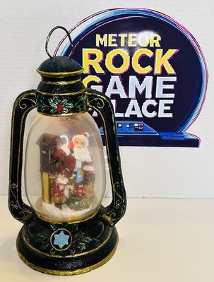 Vintage Glass And Resin Santa On A Pay Phone Christmas Working Lantern
