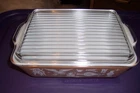 VINTAGE PYREX EARLY AMERICAN 1-1/2 QT BROWN REFRIGERATOR DISH W/LID #0503