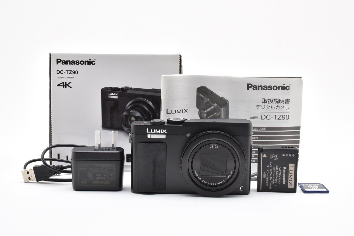TOP MINT] Panasonic LUMIX DC-TZ90 Black – 4K Wi-Fi, 16GB SD