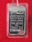 1 TROY OZ 999.0 SILVER INGOT JM JOHNSON MATTHEY SER#A674158    #T1838