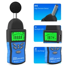 HoldPeak Digital Sound Level Meter 30-130dB, Type 2, A/C Weighting, AC/DC Output
