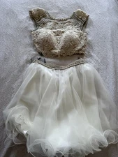 Lucci Lu White Crème Two Piece Midi Dress Women's Size 4