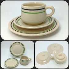 1 Carr China Cup, Saucer & Dessert Plate Grafton WV USA Glo Tan Restaurant Ware