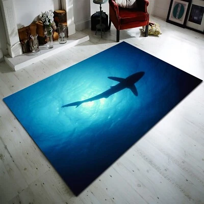 Shark Rug, Shark Pattern Rug, Shark, Ocean Theme Rug, Nautical Decor, Home Decor
