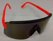 NWT TruVintage 80's Blade semi-rimless sports neon orange Wrap Around Sunglasses