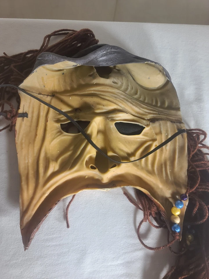 Latex Scary Pirate Half Mask Big Nose Moustache Bandana Skull Costume Halloween  - Image 3 of 4
