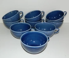Design House Stockholm Navy Blue White Ribbed Striped Cups Mugs Crate & Barrel