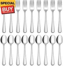 24-piece Forks and Spoons Silverware Set, Food Grade Stainless Steel Flatware Cu