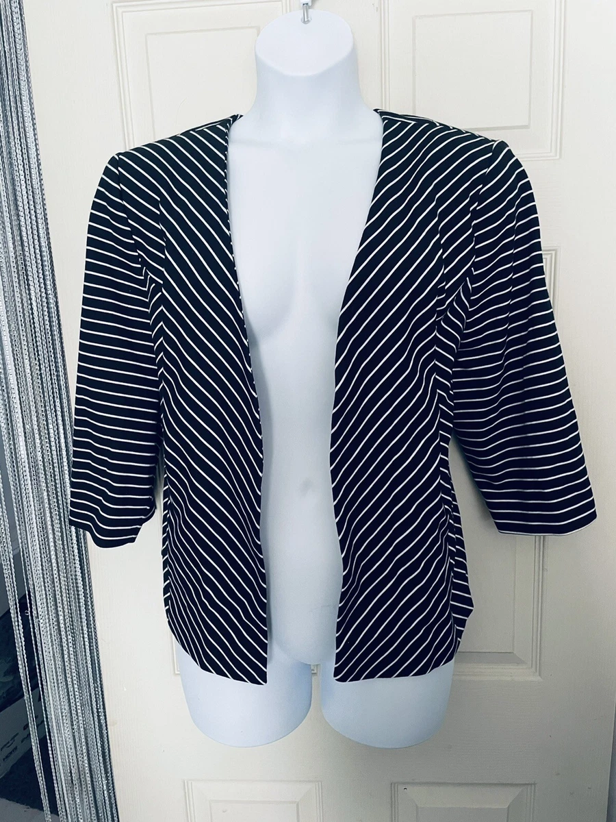 Black and white on sale striped blazer plus size