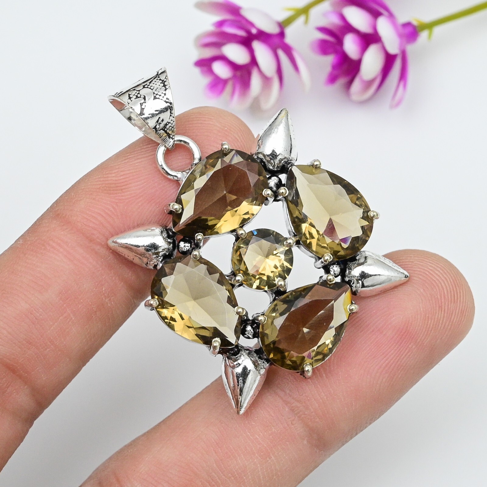 Smoky Quartz Pendant Handmade Designs Pendant 925 Sterling Silver Jewelry Gifts