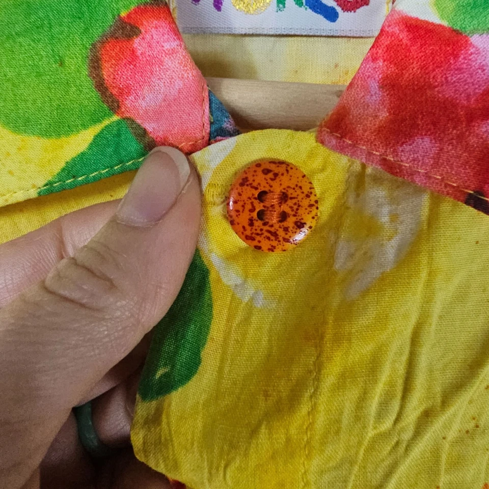 Jams World Boys Hawaiian Shirt Sz M Yellow Floral Print Tropical Resortwear - Image 3 of 4