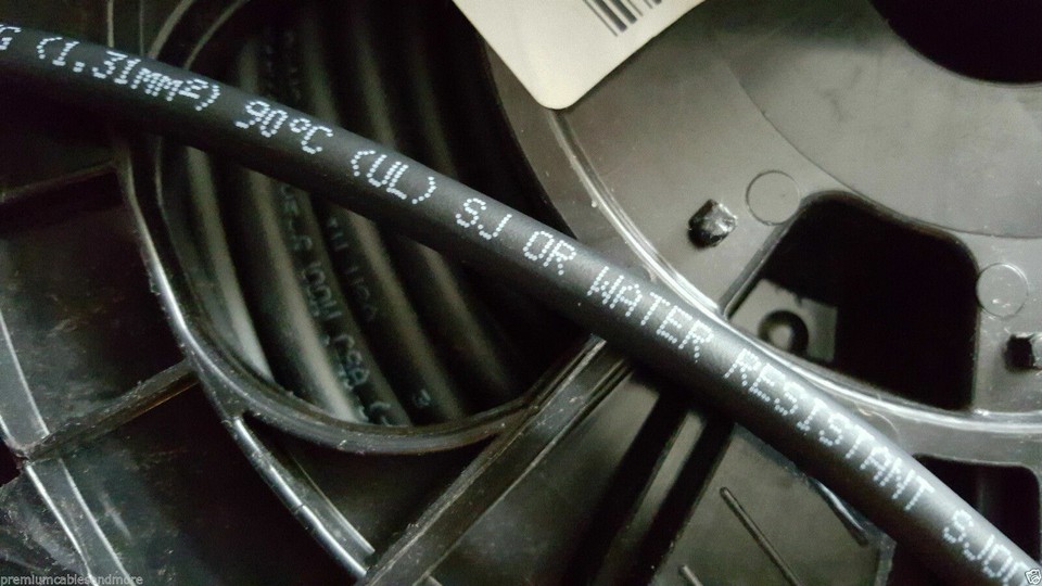 Carol 01312 SJOOW Portable Power Cable - 16/2 AWG, 300V, 90C, Black Carolprene Jacket 4 thumbnail image