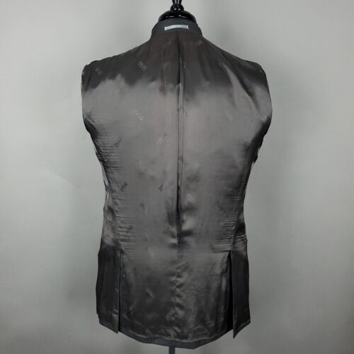 Versace Suit Jacket Mens 42L Wool Silk Peak Lapel Striped Blazer Wedding Office - Picture 6 of 17