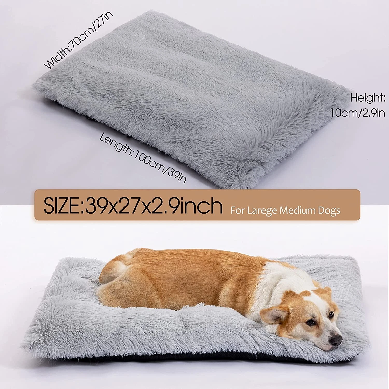 Washable Dog Bed Medium/Large Dogs Plush Soft Pet Beds Anti-Slip