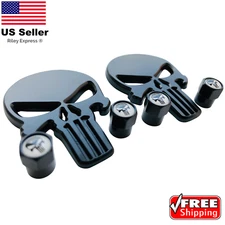 Punisher Sticker Decal Emblem With Matching Wheel Tire Valve Caps [BUNDLE]