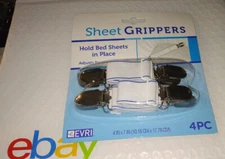EVRI Bed Sheet Straps Grippers Fasteners - Elastic Fastening Grips - 4 Pc  NEW