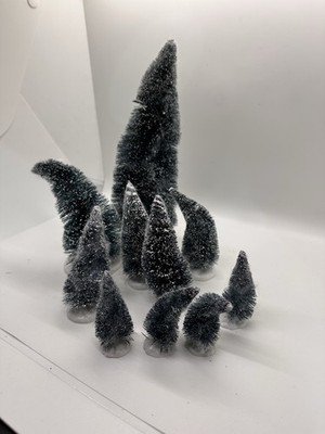 Lemax Christmas Village Bottle Brush Trees Lot 10pc 2  4  6  9  Snow Flocked