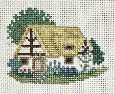 Cross Stitch Completed Cozy Cottage Thatched Roof Unframed