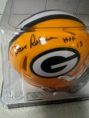 GREEN BAY PACKERS DAVE ROBINSON HOF Autographed Mini Helmet Beckett Certified
