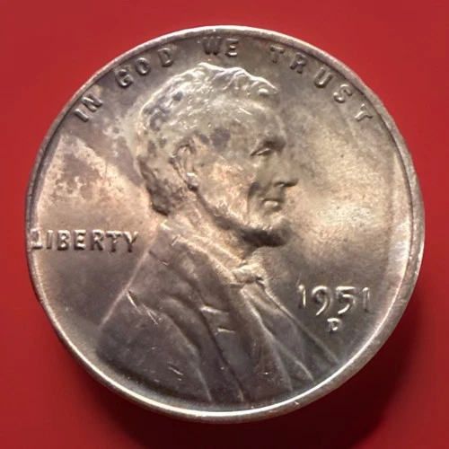 1951-D BU Red US Lincoln Wheat Cent Penny Sold As Pictured FAST SHIPPING 780