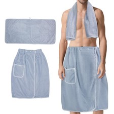 BABYSHEEP Men's Towel Wrap Bathrobe, Soft Adjustable Bath One Size, Grey