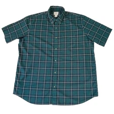 L.L. Bean Button Up Shirt Men's XL Traditional Fit Regular Green Blue Plaid
