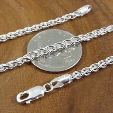 3.5MM Solid 925 Sterling Silver Italian SPIGA WHEAT CHAIN Necklace Made In Italy