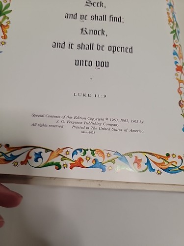 BIG WHITE 1965 KING JAMES FAMILY REGISTRY BIBLE RED LETTER COLOR ILLUSTRATIONS - Foto 6 di 11