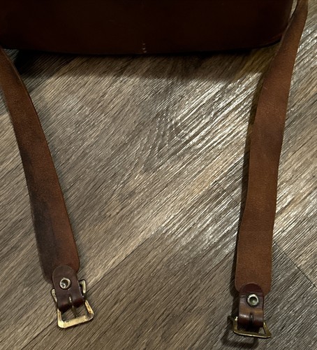 Vtg Perrin Plainsman Camera Case Bag Leather Brown 10 X 4” Flaws - Picture 15 of 18