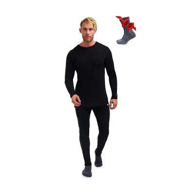 Merino.tech Merino Wool Base Layer Mens Set - Midweight, Heavyweight, Lite Me...