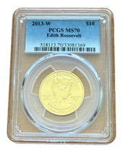US 2013 W Gold 1/2 oz $10 PCGS MS70 First Spouse Series - Edith Roosevelt 2996.04 per troy oz