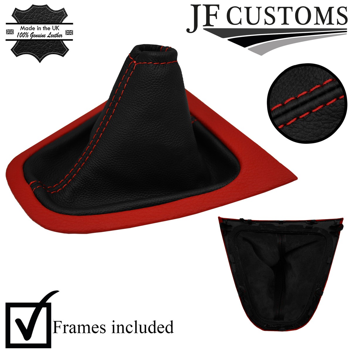 D RED STITCH LEATHER GEAR + SURROUND COVERS + FRAMES FOR
