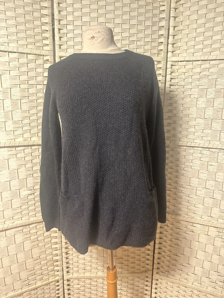 Suéter Kenar Para Mujer Mediano 2 Capas Cachemira Acanalado Cremallera Trasera Gris Bolsillos Foto 2 de 4