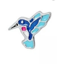 Origami Owl BLUE HUMMINGBIRD HUMMING BIRD IN FLIGHT Floating Enamel ANIMAL Charm